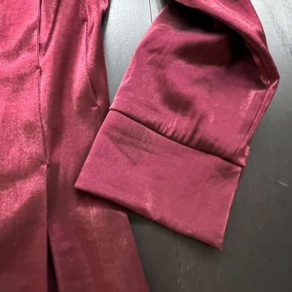 Samuel Dong Pleated Jacket in Metallic Maroon with Pleated Collar - Large - Picture 5 of 8